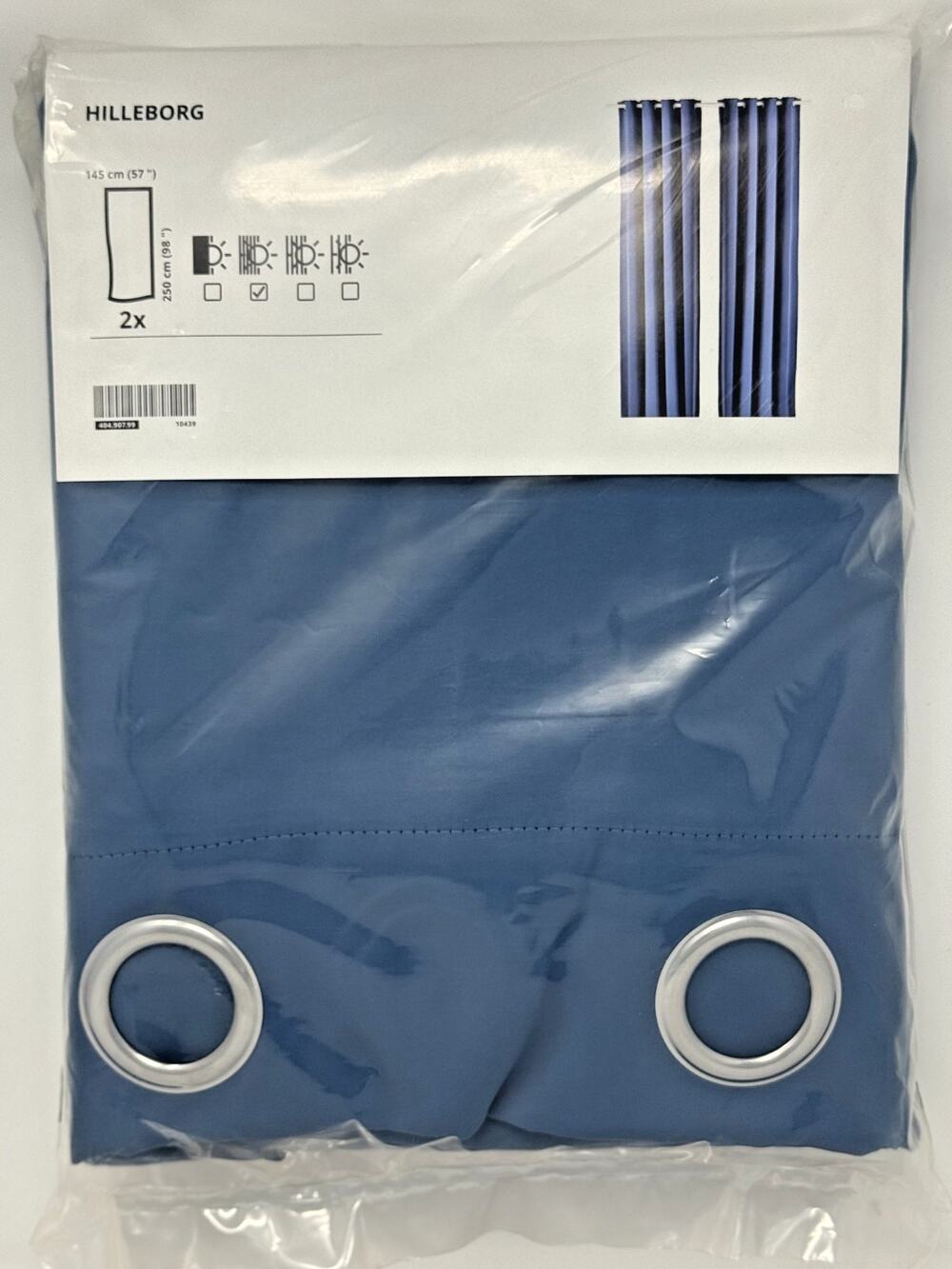 IKEA HILLEBORG Room Darkening Curtains Blue 57"x98" 1 Pair-NEW